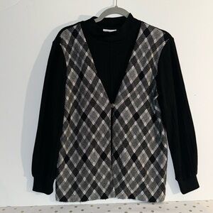 Vintage Alfred Dunner Petite Black Vest Sweater